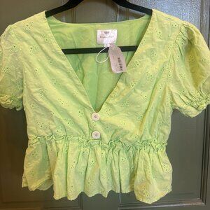 Rent the Runway V-Neck Peplum Eyelet Top